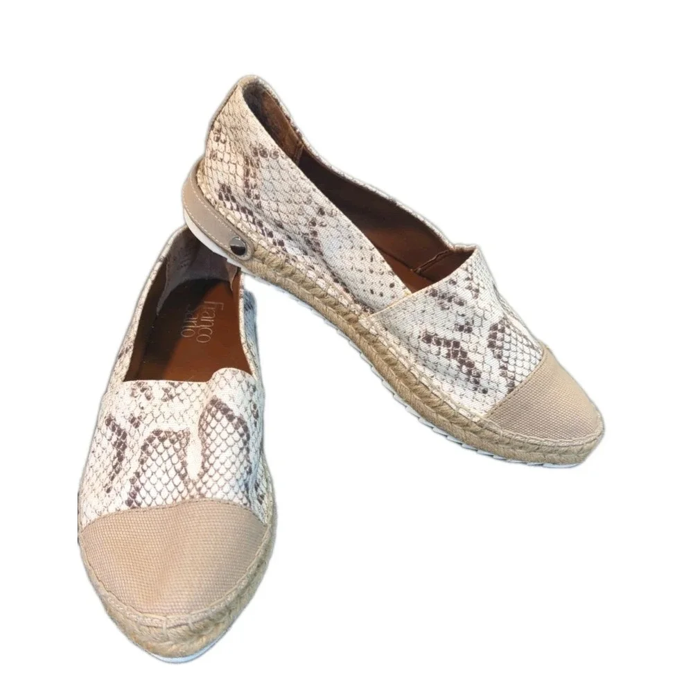 Franco Sarto Womens 9.5 Casey 2 Slip On Loafers As Snake Print Almond Toe Casual